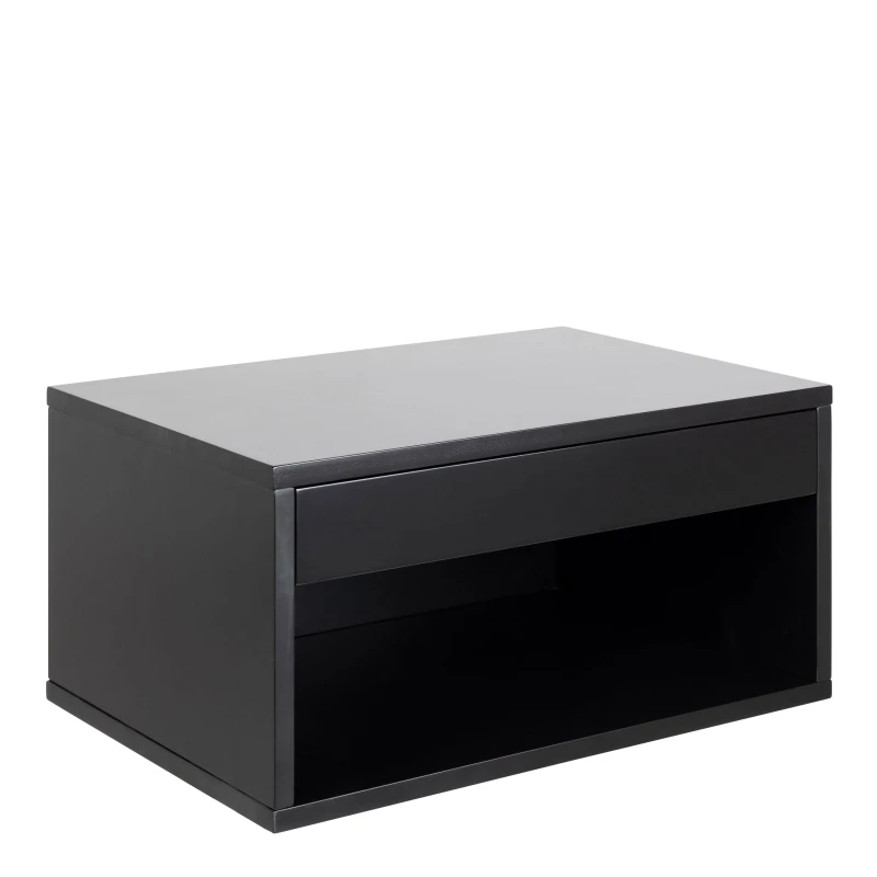 Image of Furniture To Go Cholet Square Bedside Table with 1 Drawer in Black Unisex