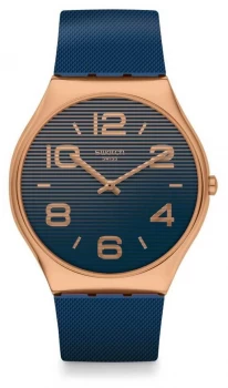 Image of Swatch NIGHT TRICK Blue Silicone Strap Blue Dial Watch