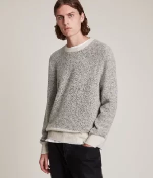 Image of AllSaints Mens Shep Crew Jumper, Ecru, Size: XL