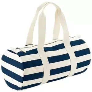 Image of Nautical Barrel Bag (One Size) (Natural/Navy) - Westford Mill