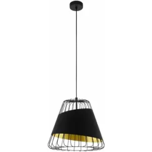 Image of Hanging Ceiling Pendant Light Black & Gold 1 x 60W E27 Hallway Feature Lamp
