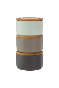 Image of Fenwick Set of 3 Stackable Storage Canisters Grey Blue