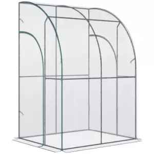 Image of Outsunny 143 X 118 X 212Cm Walk-in Lean To Wall Tunnel Pvc Greenhouse With Doors