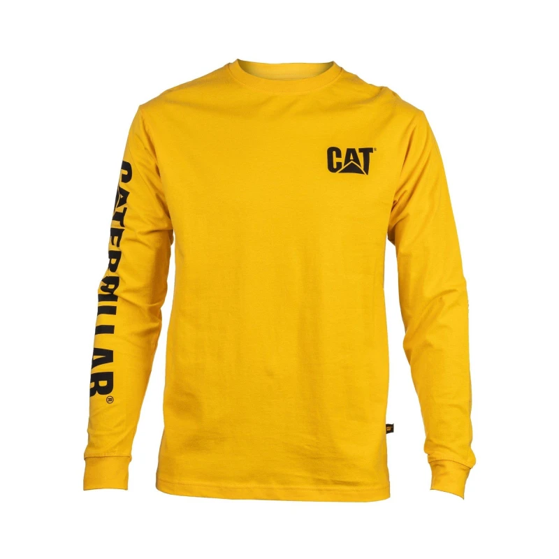 Image of Caterpillar Trademark Banner Long Sleeve T-Shirt Yellow male