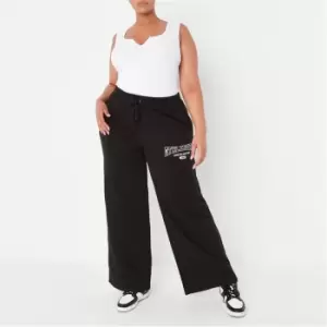 Image of Missguided Wide Leg Graphic Jogger - Black