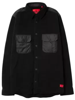 Image of HUGO Oversized Ejaz Fleece Overshirt Black