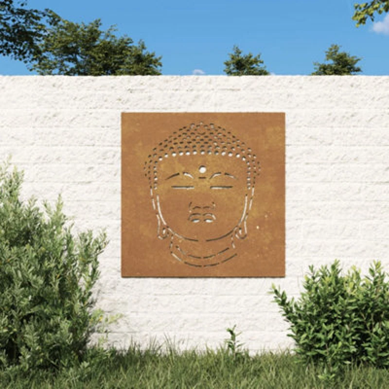 Image of vidaXL Garden Wall Decoration 55x55cm Corten Steel Buddha Head Design, Brown 824504
