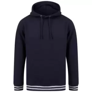 Image of Front Row Unisex Adults Striped Cuff Hoodie (S) (Navy/Heather Grey)