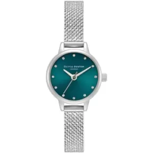 Image of Ladies Olivia Burton Classic Mini Dial Teal & Silver Mesh Watch