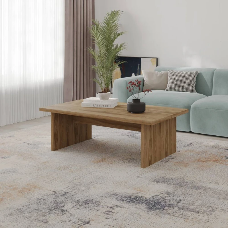 Image of Decortie 'Loana' Modern Scandi Rectangular Coffee Table 120cm in Brown Size: 1 Pack Brown Unisex 1 Pack