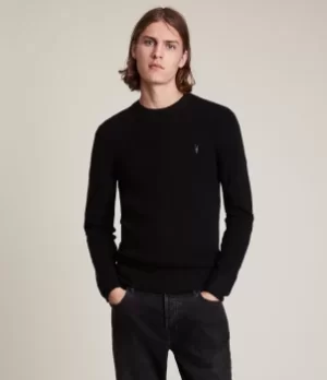 Image of AllSaints Mens Ivar Merino Wool Crew Jumper, Black, Size: XXL