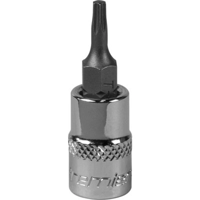 Image of Loops T10 TRX Star Socket Bit - 1/4" Square Drive - PREMIUM S2 Steel Head Knurled Grip Metallics