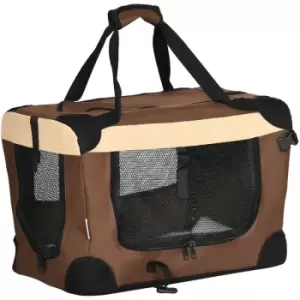 Image of Pawhut - 51cm Foldable Pet Carrier w/ Cushion for Mini Dogs and Cats - Brown