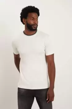 Image of Mens Muscle Fit Tipped Popcorn T-Shirt