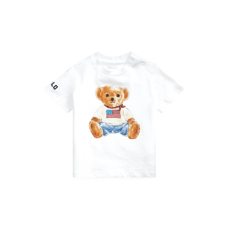 Image of Polo Ralph Lauren Unisex Kids Bear Logo T-Shirt White/Blue unisex 9M