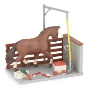 Image of Papo Horses and Ponies Wash Box and Accessories Toy Playset, 3...