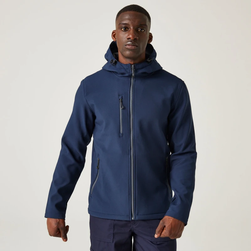 Image of Regatta Regatta Men Navigate' Hooded Softshell Jacket in Navy Size: 3X-Large Navy XXXL Male 5063019692241