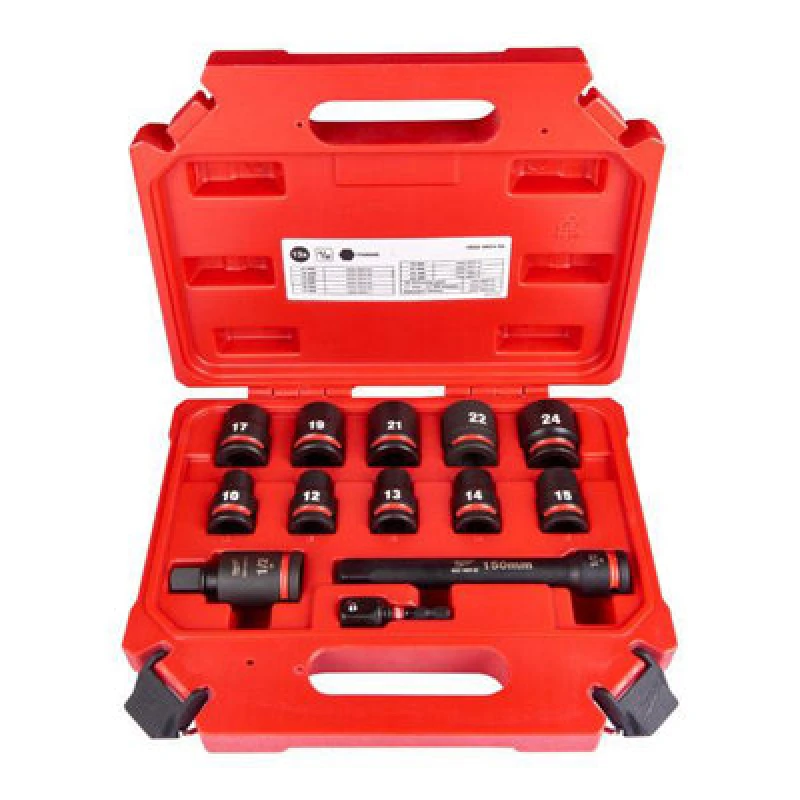 Image of Milwaukee 13 Piece 1/2" Hex Shockwave Impact Standard Socket Set 4932480456 Drive: 1/2"