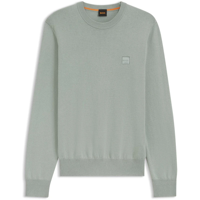 Image of Boss Mens Kanovano Crew-neck Jumper Open Green 351 male S
