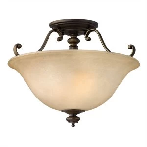 Image of 2 Light Semi Flush Ceiling Light Royal Bronze, E27