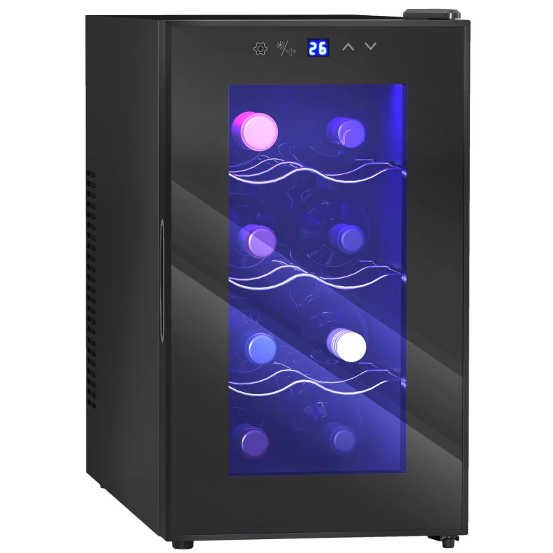 Image of HOMCOM Freestanding Wine Cooler Fridge with 8 Bottle, 21 Litre Capacity Black