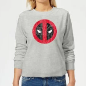 Image of Marvel Deadpool Cracked Logo Womens Sweatshirt - Grey - S
