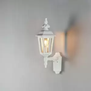 Image of Konstsmide Pallas Outdoor Classic Lantern Up Wall Light - Matt White, IP23