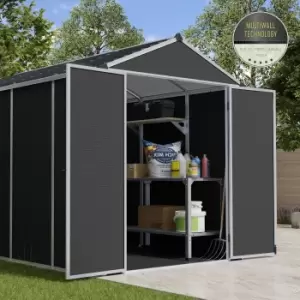 Image of Palram - Canopia Rubicon 6X10 Apex Dark Grey Plastic Shed With Floor