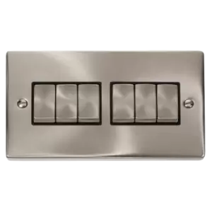 Image of Click Scolmore Deco Ingot 6 Gang 10AX 2 Way Plate Switch - VPSC416BK