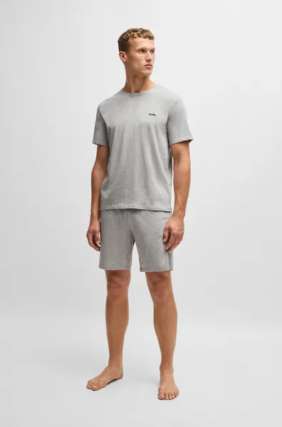 Image of BOSS Bodywear Unique Stretch Cotton-Jersey Lounge Shorts - XL Grey Underwear and Nightwear male 50515394-032 XL