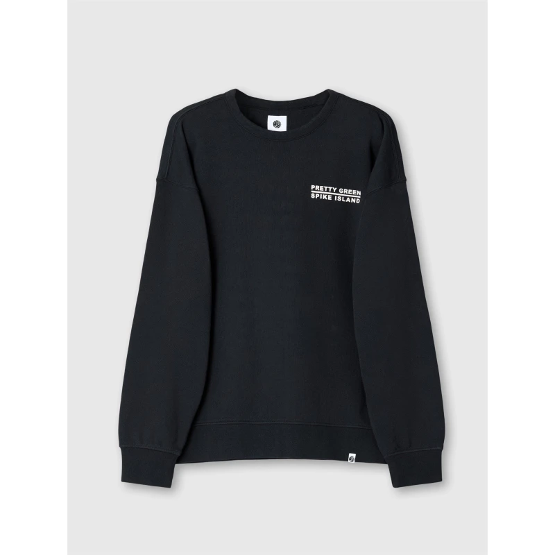 Image of Pretty Green Mens PG Spike Island Crew Sweatshirt Black male Medium