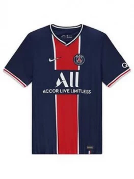 Image of Nike Youth Paris Saint-Germain 20/21 Home Short Sleeved Stadium Jersey, Navy, Size M