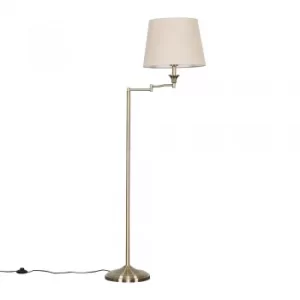 Image of Sinatra Brass Floor Lamp with Beige Aspen Shade