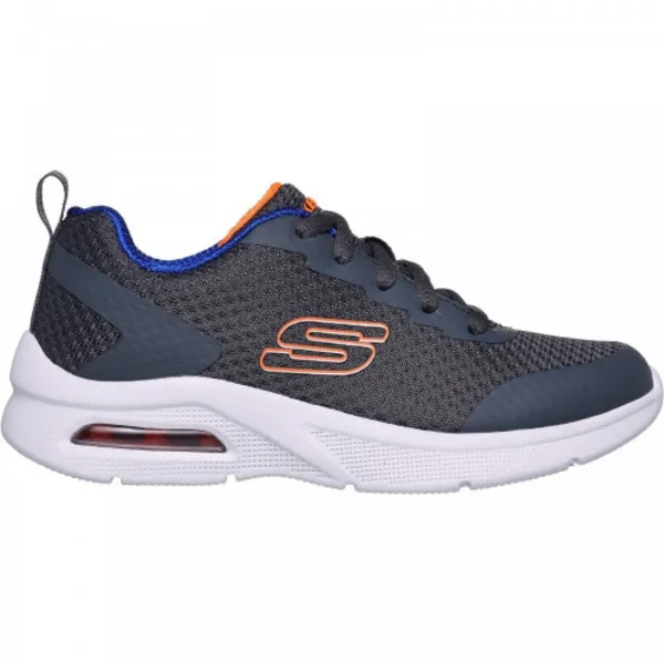 Image of Skechers Boys Microspec Max Lightweight Kaptix Trainers UK Size 2 (EU 35) Charcoal/Blue SKE2287-CCBL-2