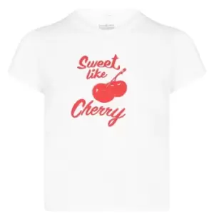 Image of Daisy Street Cherry Tee Cropped T-Shirt Womens - White
