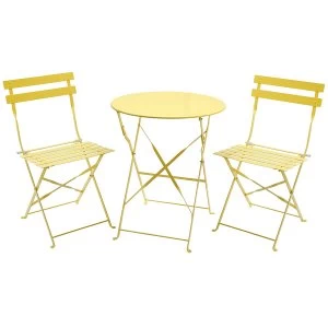 Image of Charles Bentley Folding Metal Bistro Set - Lemon