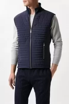 Image of Navy Quilted Funnel Neck Gilet