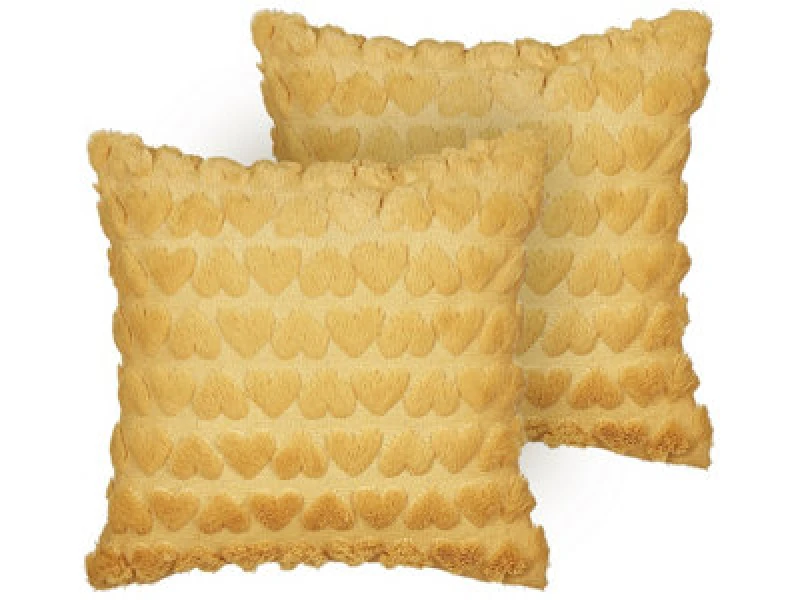 Image of Beliani Set Of 2 Decorative Cushions Astrantia 45 X 45cm Yellow