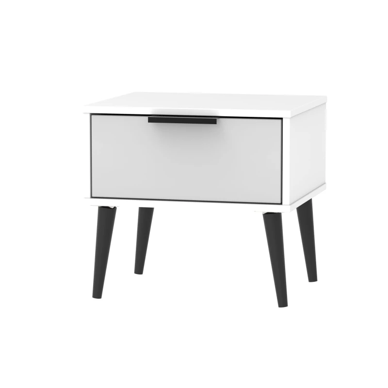 Image of Fuji 1 Drawer Bedside In Grey Matt & White (Ready Assembled)