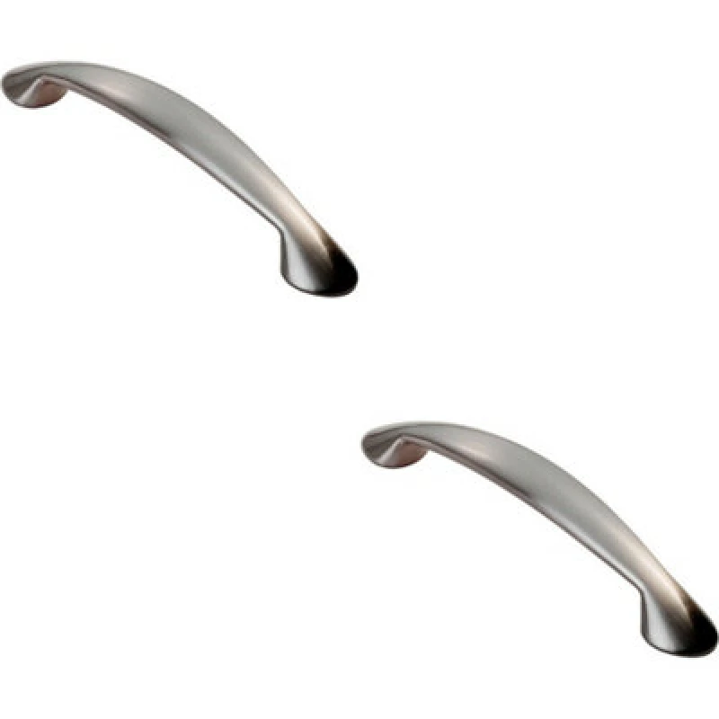 Image of Loops 2x Flared Cabinet Pull Handle 165.5 x 23mm 128mm Fixing Centres Satin Nickel Metallics unisex