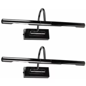Image of Minisun - 2 x Adjustable Twin Picture Wall Lights - Black Chrome