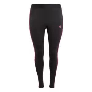 Image of adidas Essentials 3-Stripes Leggings (Plus Size) Womens - Black / Pulse Magenta