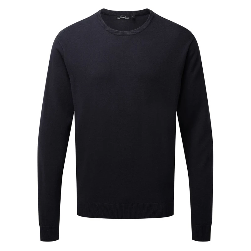 Image of Premier Premier Men Cotton Rich Crew Neck Sweater in Navy Size: X-Small Navy XS Male 5059444610295