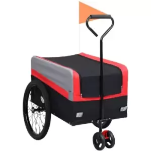 Image of 2-in-1 XXL Cargo Bike Trailer & Trolley Red Grey and Black vidaXL - Black