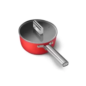 Image of Smeg 50S Style 20cm Saucepan with Lid - Red