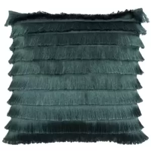 Image of Furn Flicker Tiered Fringe Cushion Cover (45 x 45 cm) (Teal) - Teal