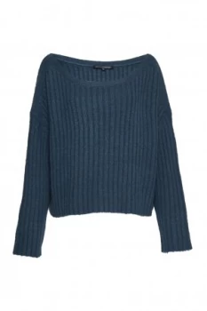 Image of French Connection Riva Rib Knit Cropped Jumper Green