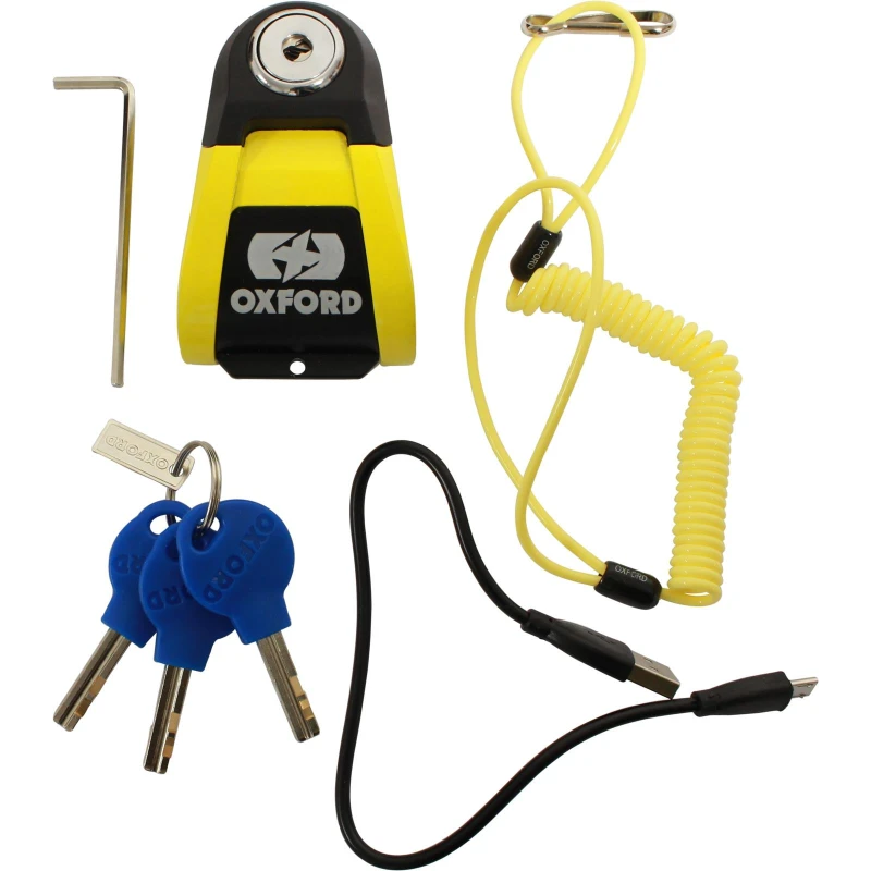 Image of Oxford Quartz XA10 Alarm Disc Lock (10mm pin) Yellow Black