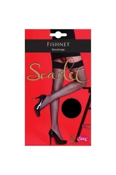 Image of Scarlet Fishnet Plain Top Stockings (1 Pair)
