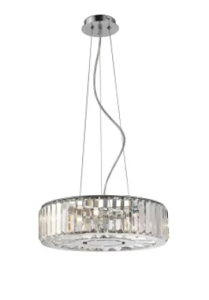 Image of Torre Ceiling Pendant 5 Light Polished Chrome, Crystal